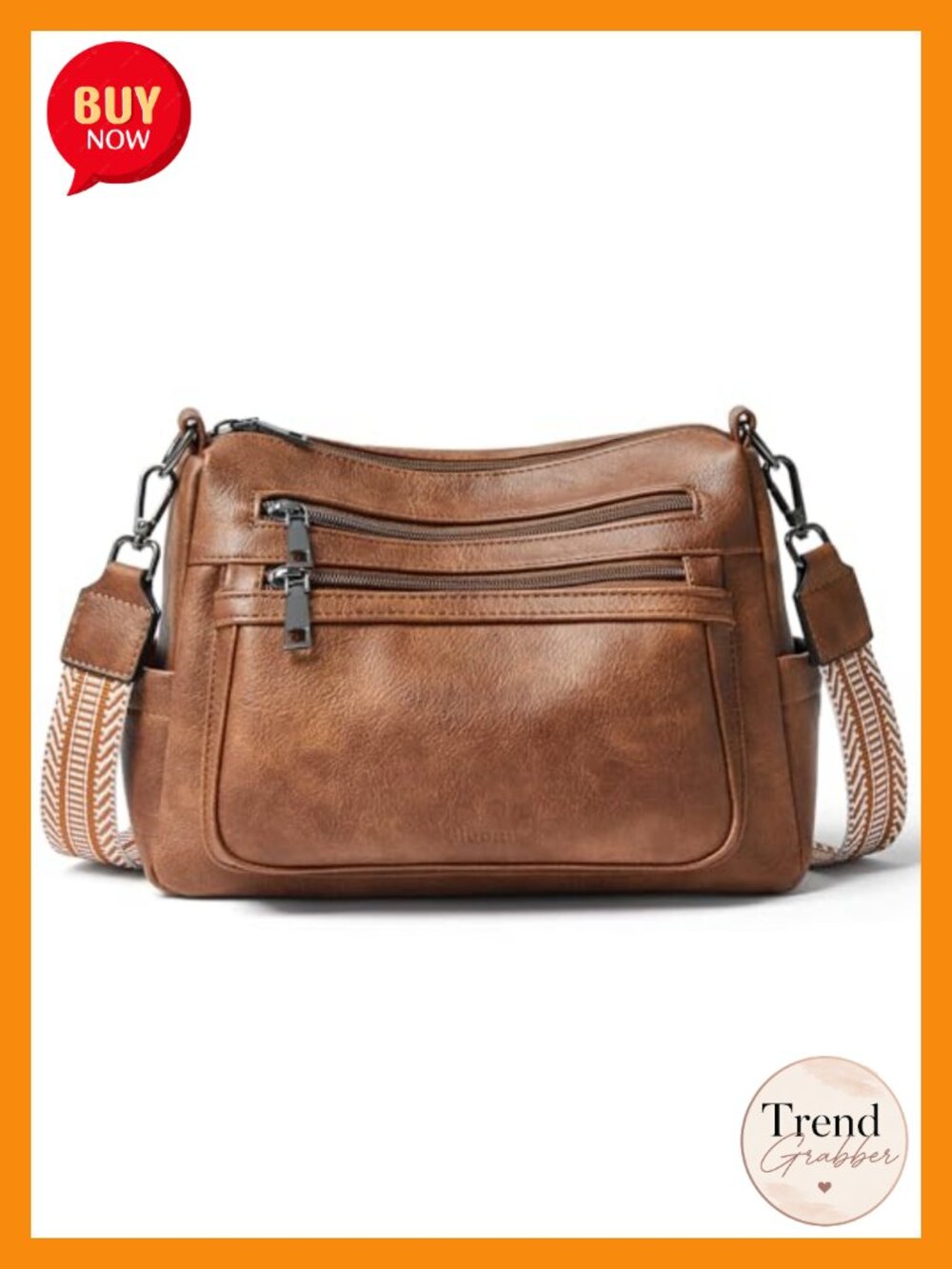 Large Faux Leather Crossbody Bag Vegan Leather Multi Pocket